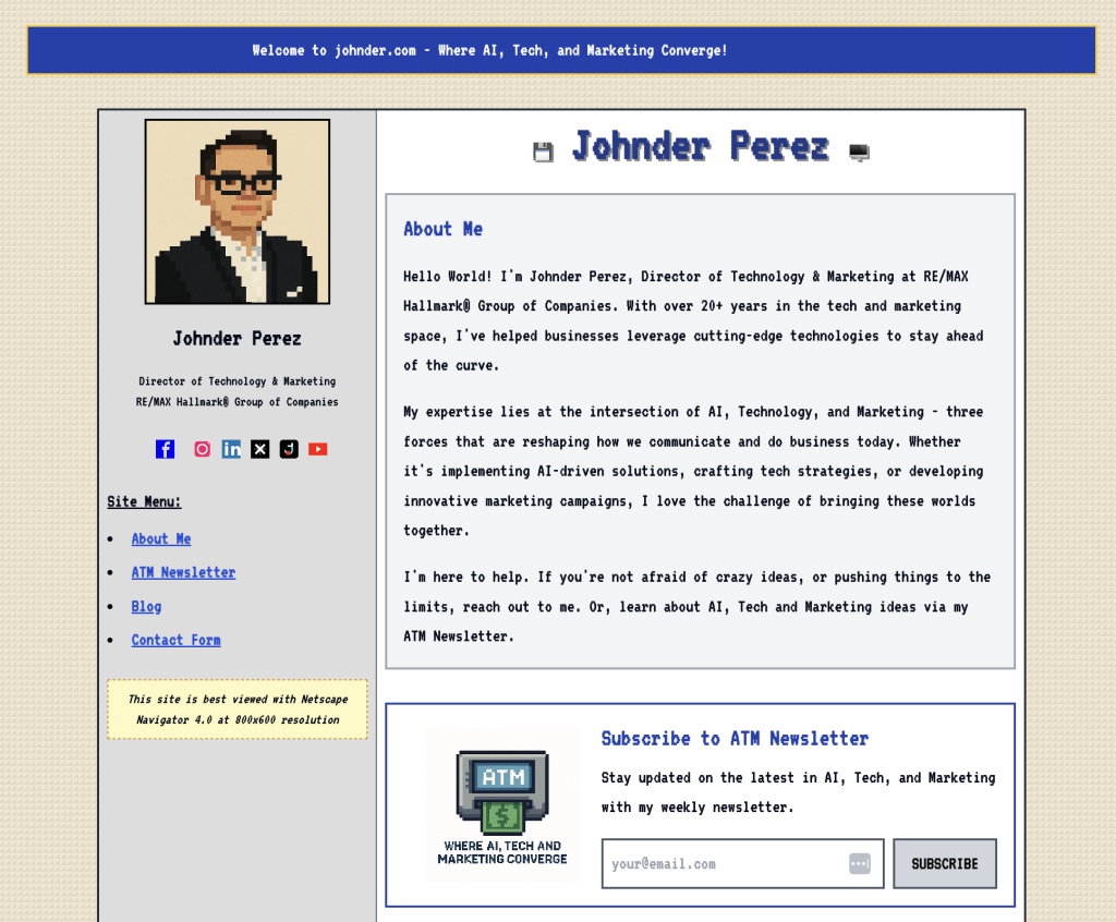 Johnder's 90's Retro Website